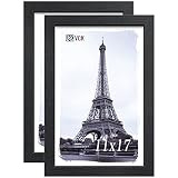 VCK 11x17 Poster Frame Set of 2 - Black, Textured Exclusive Solid Wood Picture Frames, Wall Gallery