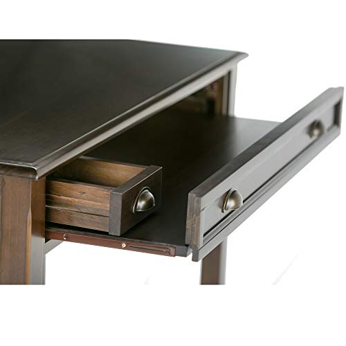 Simplihome Burlington Solid Wood 42 Inch Wide Home Office Desk, Writing Table, Workstation, Study Table Furniture In Mahogany Brown With 1 Drawer #TOP4