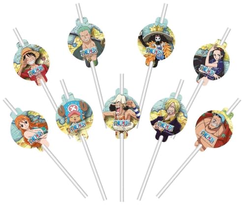 Chaks 12804-ON, Lot de 9 Pailles en Carton avec médaillons 19,6cm One Piece ®