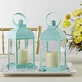 Kate Aspen LED Vintage Decorative Blue Lantern - Marrakesh (Set of 2) -Rustic Home Farmhouse Décor Lantern, One Size