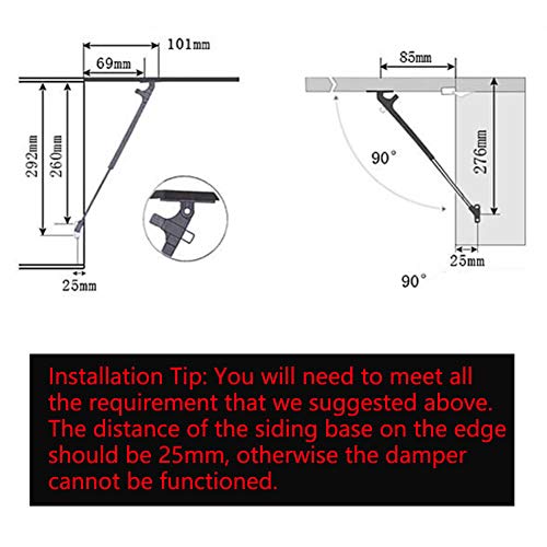 2 Pack Extended 10 Inch Gas Prop Force 100N/22Lb Gas Struts – Black Gas Springs/Window Lift And Lid Support/Gas Shocks For Rv Bed Platform/Floor Hatch/Outdoor Bench/Cabinet/Tool Box #TOP3