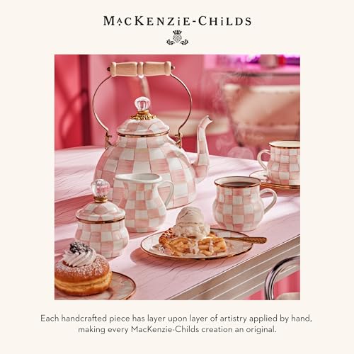 Image of MACKENZIE-CHILDS Pitcher with Spout, Pink-and-White Rosy Check