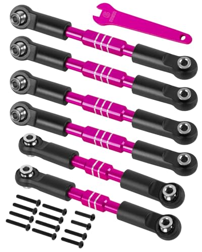 RCHuiWow RC Aluminium Turnbuckles Camber Links Upgrades Part for 1/10 Big Rock V3 3S BLX,1/8 Typhon 3S BLX,Typhon Mega 550,Alloy Tie Rods & Turnbuckles Hops Up,Pink