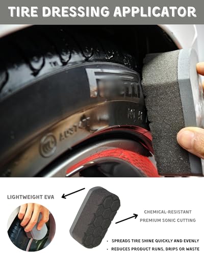 7PCS Pro-Grade Wheel Cleaning Kit: Long Handle Soft Wheel Brushes, Detailing Brush, Tire Scrubber, Wash Mitt, Hex-Logic Applicator & Microfiber Towel for Deep Car Detailing - Image 5