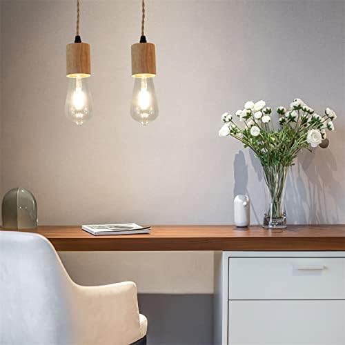 Arturesthome Vintage Rope Light Fitting, Retro Wood Pendant Lights Cord Kit with Switch, Industrial Hanging Light Plug in Lamp Cord for Farmhouse Lamp Cable Retro DIY (UK Plug) (9.8FT)