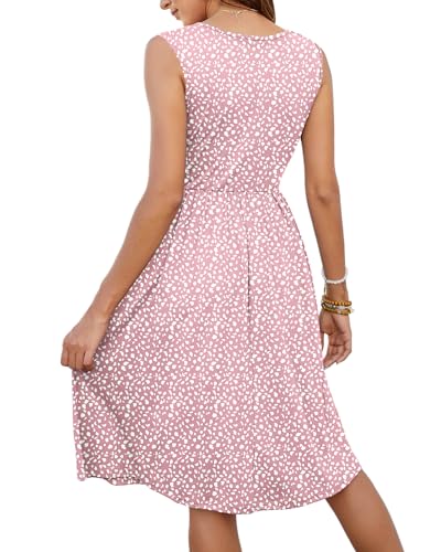 Image of MOLERANI Women Summer Dresses Sleeveless Casual Loose Swing Button Down Midi Dress with Pockets