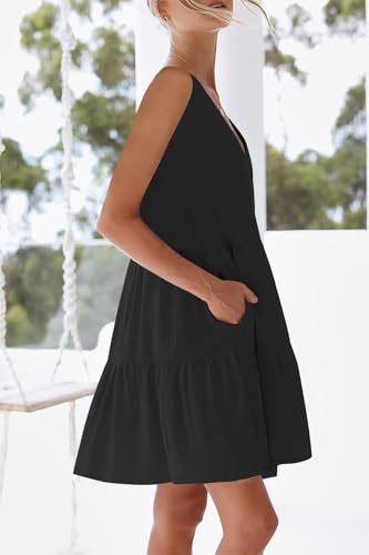 Image of nclook Women's Summer Casual Dress Sweet Cute V Neck Sleeveless Mini Dresses with Pockets