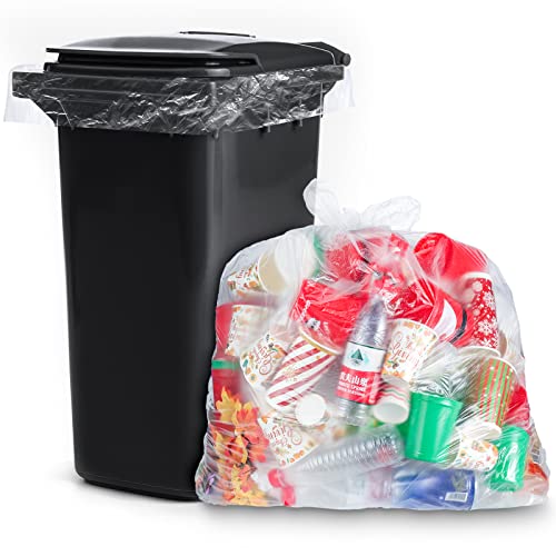 50 Pack 95-100 Gallon Trash Bags Clear Extra Large Plastic Recycling Heavy Duty Garbage Bags 59" x 71" 1.2 Mil Trash Can Liners for Home Kitchen Office Garage Backyard Contractor Storage Outdoor