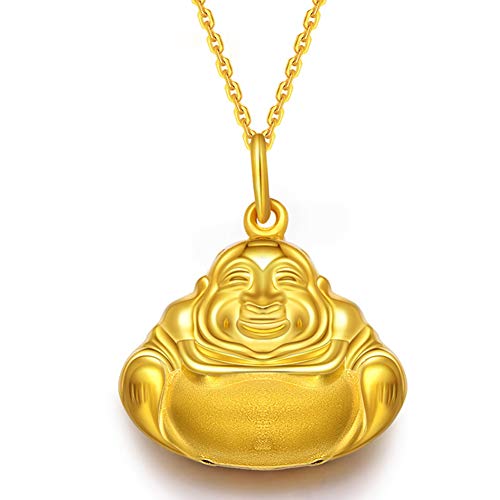 Preisvergleich Produktbild DRSMDR Goldener Buddha Anhänger 999 Gold Glücklich Maitreya Anhänger Geschenk Halskette Anhänger Mit Kette,Als Zeigen,Einheitsgröße