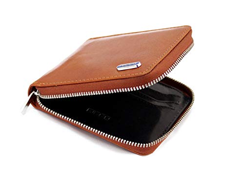 Ricco RFID Blocking Full Zip Around Leather Billfold Wallet For Men S12 Honey Black2
