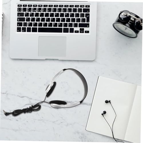 Gammaeon Stabile Retro Kopfhörer, Kabelgebunden, Silber Vintage Design, Kompatibel mit PC, Smartphones und Tablets für Schule und Bibliothek