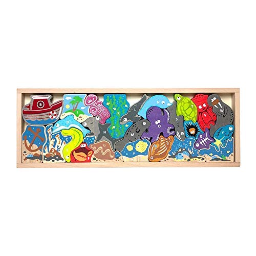 BeginAgain Ocean A To Z Puzzle & Playset - Makes Learning Fun & Sparks A Childâ€™S Imagination - Ages 2+