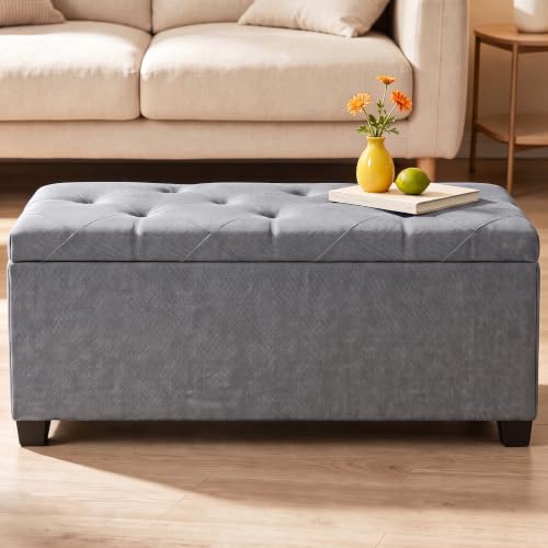 DUMOS Storage Ottoman Bench, 43.3 Inch End of Bed Bench for Living Room