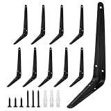 Lilaly 10 Pack Shelf Brackets 8 Inch Shelf Bracket, Heavy Duty L Brackets for Shelves for Hanging Floating Shelves Brack with Screws and wall Anchors(6'x8',Black)