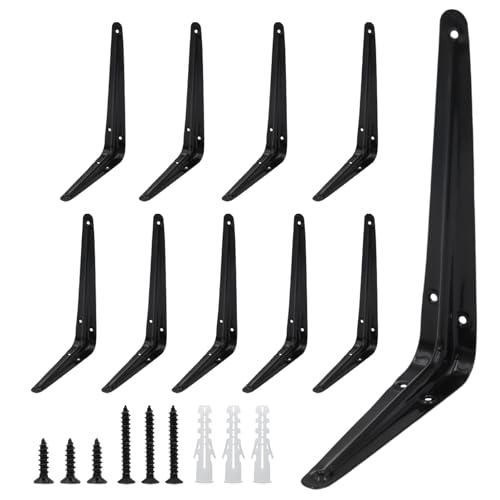 Lilaly 10 Pack Shelf Brackets 8 Inch Shelf Bracket, Heavy