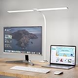Hensam LED Desk Lamp for Office,Double Head Desk Light with Clamp,Eye-Caring Monitor Light Bar 5 Color Modes,Touch Control Table Lamp for Study,Bedroom,Work,Task,Reading,Adapter,12W,1400 Lumen White