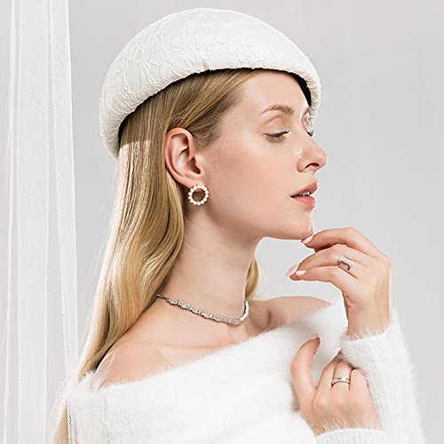 Himesport England Beret Lady Lace Applique Hats For Women Bride Wedding Millinery Autumn Elegant Church Wool Felt Fedoras #TOP3