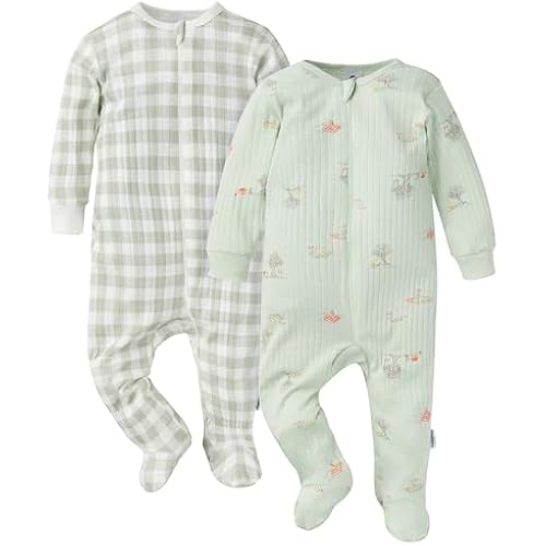 Gerber baby-girls Baby Unisex 2-pack 2-way Zip Textured Sleep 'N Play
