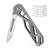 edcfans Small Pocket Knife for Men, Folding Scalpel Knife, EDC Utility Knife, Slim Razor Knife With 10 pcs # 24 Replaceable Edge Blades, Tactical Knives for Outdoor Camping Skinning Hunting