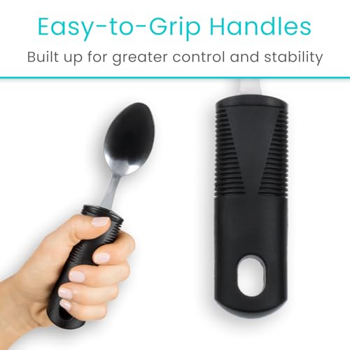image for Vive Adaptive Utensil Set - Arthritis Aid Silverware for Parkinsons, H