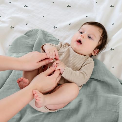 Image of POMISO Muslin Swaddle Blankets for Boys & Girls, Newborn Receiving Blankets, 4 Pack Soft Breathable Baby Swaddles, Large 47x47 Inches, Adorable Ducklings