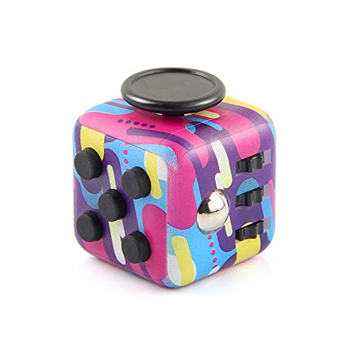 JJA Fidget Cube, Creative Fidget Toys, Stress Relief Toys for Beginners, Adults, Sensory Fingertoy Gift, Suitable for Traveling, Office & School Work (Rainbow)