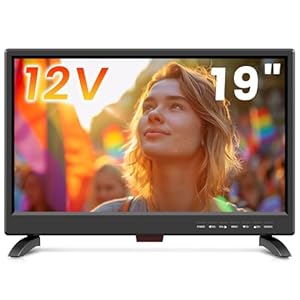 TV 19 Pouces,Full HD 1080P LED avec Récepteur Numérique T2/H.256 DTT Freeview,12v avec HDMI USB et entrée RCA VGA,Convient pour la Chambre,la Cuisine,Camping Car (1920 * 1080)