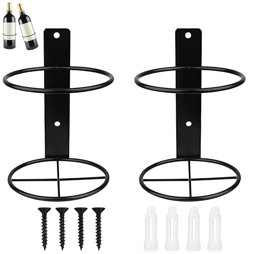 FDDU 2 Pièce Porte-Bouteilles Mural Individuel, Étagères À Vin Montées Au Mur, Mur Monté Casier à Vin, Porte-Bouteilles Mural en Métal, avec Vis, pour Salon, Restaurant, Bar, Hôtel(Noir)