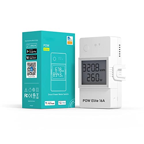 POWR316D Elite Smart Switch Smart WiFi Schalter 16A mit digitalem LCD-Energiemessgerät, Überlastschutz, kompatibel mit Alexa, Google, IFTTT (16D) Cover