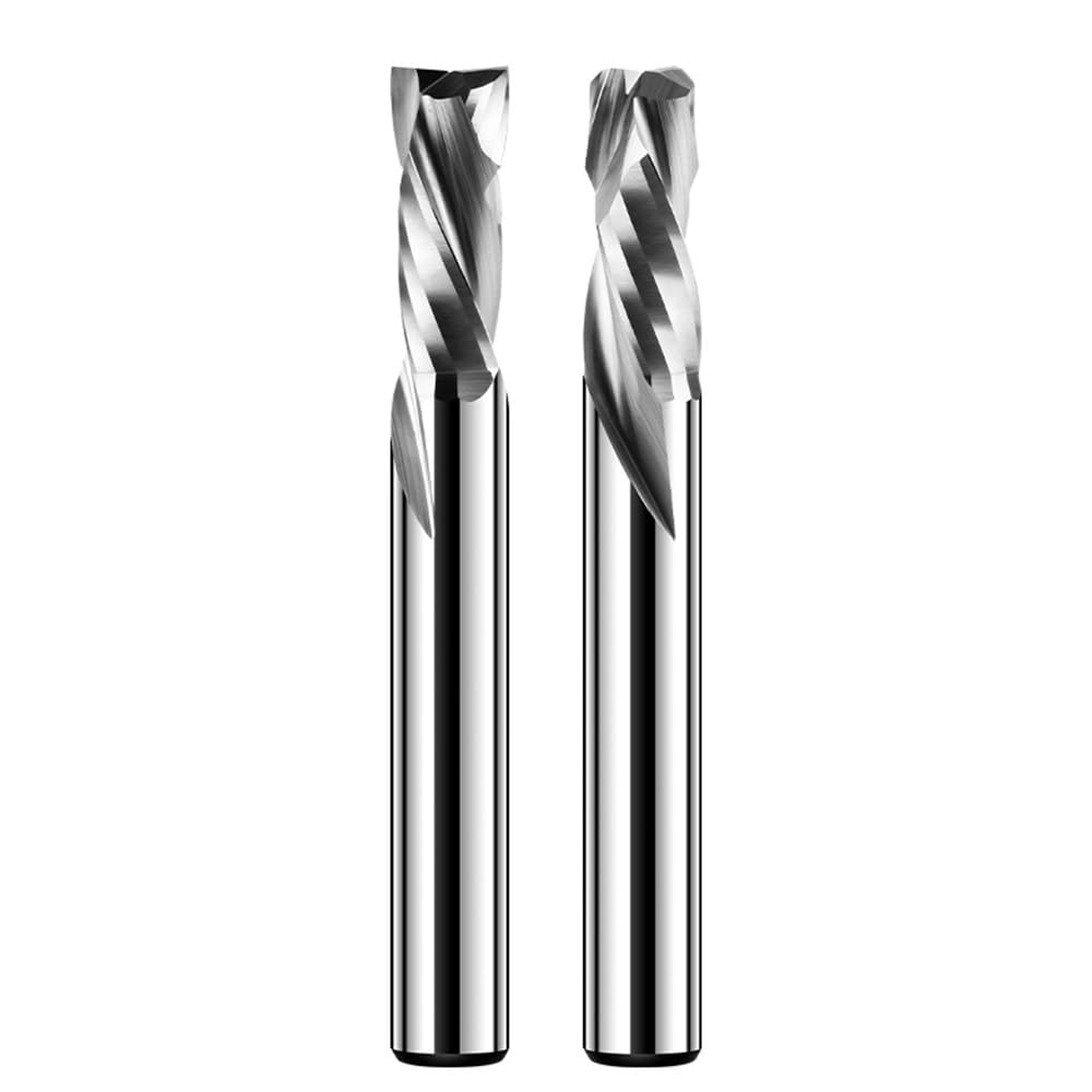 3.175mm 4mm 6mm Shank Milling Cutter Woodwork UP & Down Cut 2 Flutes Spiral Carbide Milling Tool CNC Router Compression Wood End Mill Cutter Bits(8X42LX8DX80L)