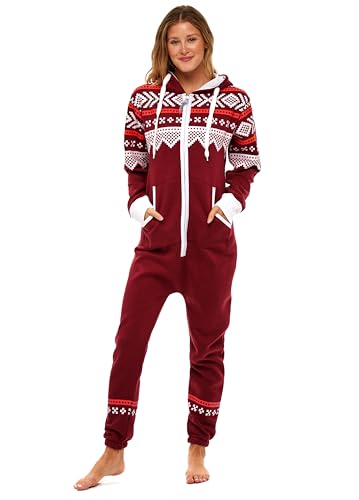 Skylinewears Womens Onesie Fashion Playsuit Ladies Jumpsuit Aztec Burgundy M