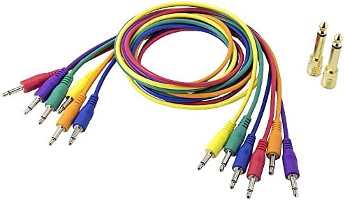 Korg - SQ-CABLE6 - 75cm Mini Jack Patch Leads with Two Adaptors - Pack of 6 - Mixed Colours