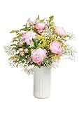 BLOOMY DAYS Blumenstrauß "Just Happy" in RosaGelb, mit Pfingstrose, Alstromerien und Schleierkraut, 7-Tage-Frischegarantie, Floristen-Qualität, das perfekte Geschenk bestellen