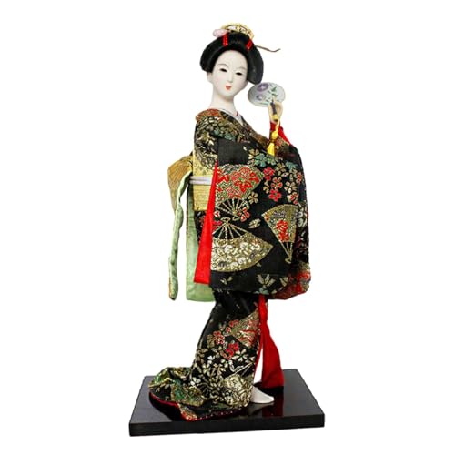 12inch Japanese Geisha Figurine Doll Tabletop Ornament Asian Kabuki Figure for Indoor Space Decor