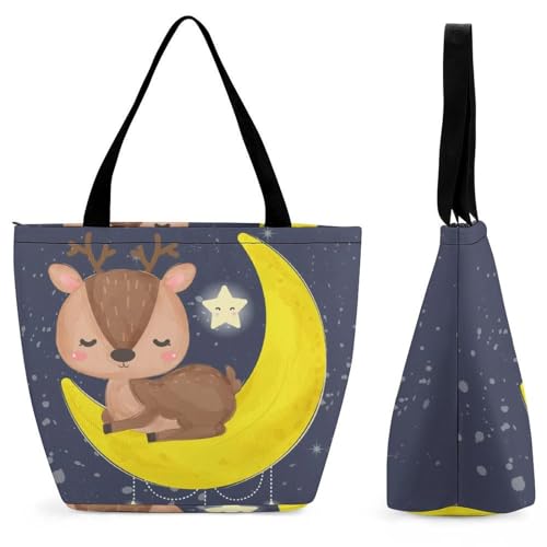 Sac à bandoulière cerf pour femme grand cabas de shopping voyage