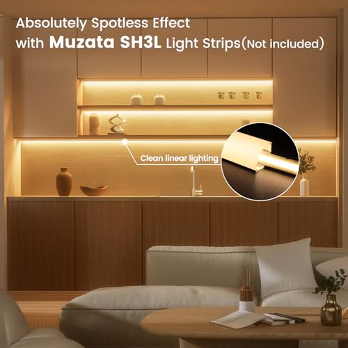 Muzata 5Pack 3.3FT/1M V Shape LED Channel Silver Aluminum LED Strip Diffuser Channel with Milky White Cover Frosted Corner Lighting Easy Installation V1SW WW 1M