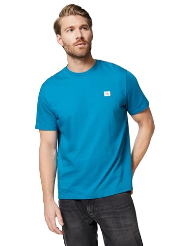 Calvin Klein Jeans Men's SS Badge 30S Jersey Classic TEE LV04RC272G Tees, Blue (Deep Tropical Teal), M