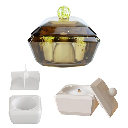 Square Resin Jar Mold with Lid, Silicone Mold for Epoxy Resin | Jewelry Box Mold, Candle Jar Mold, Trinket Storage Container, Resin Casting Mold, Handmade Decor Crafts