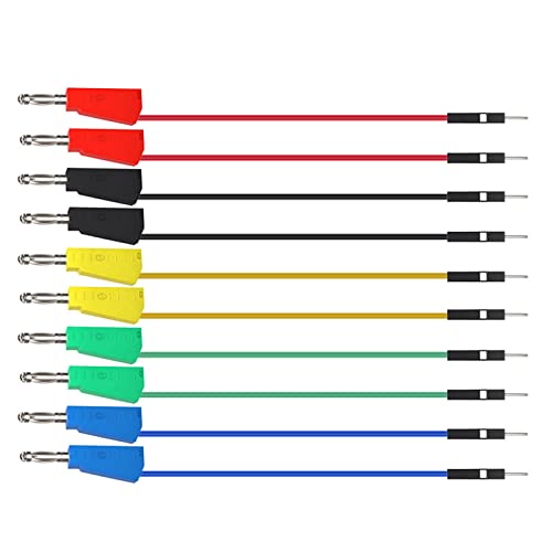 Image of Banana Plug Jumper Wires 10Pcs, Stackable Silicone Test Leads | Breadboard & Electrical Testing | Flexible & Colorful Cables | DIY Electronics