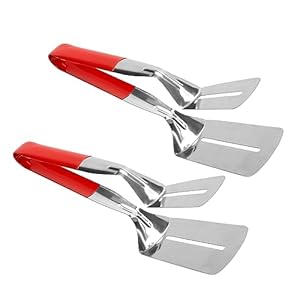 2pcs Anti-Scald Extended Handle Spatula Tongs, Multifunctional Stainless Steel Grill Clamp Accurate Stainless Steel Grill Clamp Cooking Tongs for Steak Fish Bread Hamburger BBQ