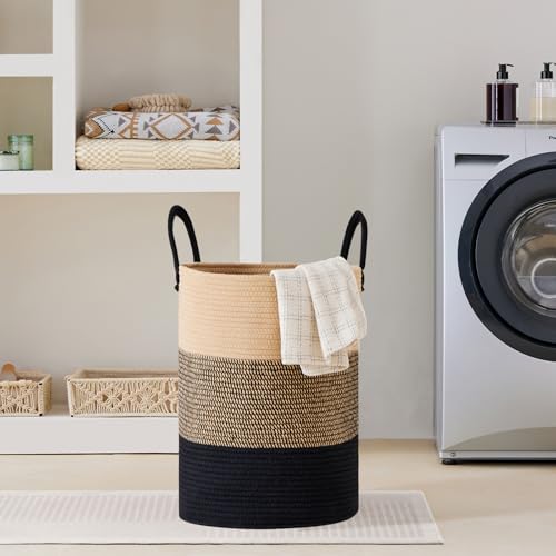 VIPOSCO 72L Tall Woven Laundry Basket Hamper, Brown Black by VIPOSCO - Used condition - Image 7