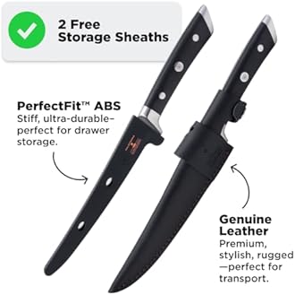 Dalstrong Fillet Knife - 7 inch Flexible Blade - Gladiator Series Elite - High Carbon German Steel - Black G10 Handle Boning Knife - w/Two Sheaths - Razor Sharp Kitchen Knife Gift - NSF Certified