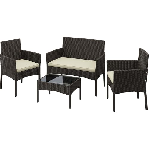 Yaheetech Patio Furniture Set 4 Pieces Conversation Sets, Rattan Chair...