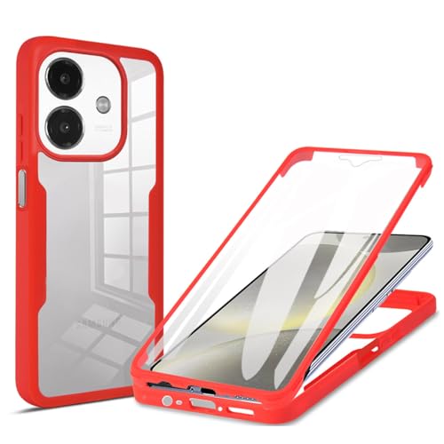 YUEQIAN Cover per OPPO A40 4G/OPPO A40m 4G/OPPO A60 5G, 360° Fronte Retro Doppia Cover Transparente Antiurto Custodia con Protezione dello Schermo Integrata Cover Bumper in Silicone. Rosso
