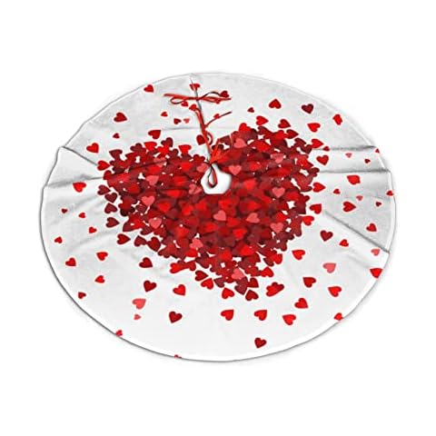 FREEHOTU Valentines Composition of The Hearts Christmas Tree Skirt 30" Gorgeous for Xmas Party Ornaments Decoration Accessory Gift Cover