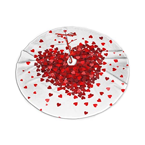 FREEHOTU Valentines Composition of The Hearts Christmas Tree Skirt 30