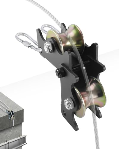 Heavy Duty Lifting Pulley Hoist System, 90 Degree Angle 5MM Thick Steel Lifting Block with Ball Bearings, Adjustable Angle for Hoisting for Garage, Workshop & Material Handling