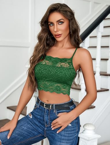 Image of Avidlove 2Pcs Lace Camisoles for Women High Neck Bralettes Racerback Adjustable Crop Top Lingerie