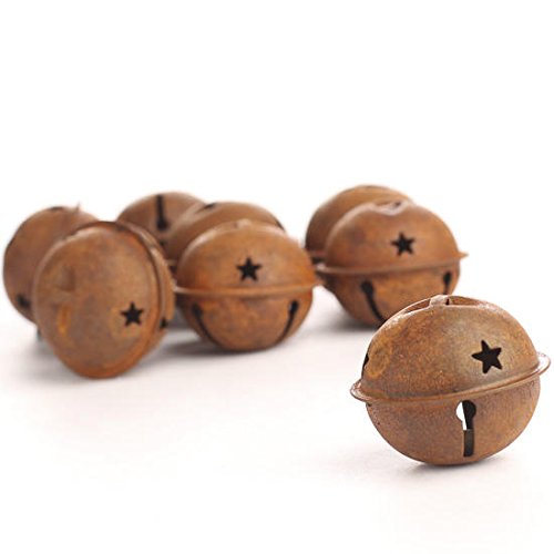 UUC Group of 20 for Primitive Look Rusty Metal Star Cutout Jingle Bells for Christmas, Holiday or Everyday Crafting and Embellishing