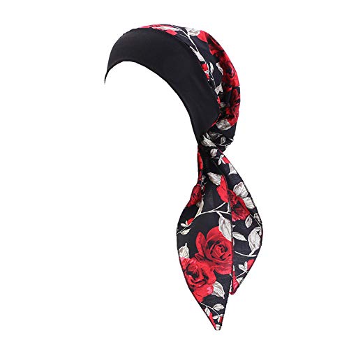 DuoZan Chapéu feminino vintage com faixa larga de algodão com estampa de turbantes para dormir multi